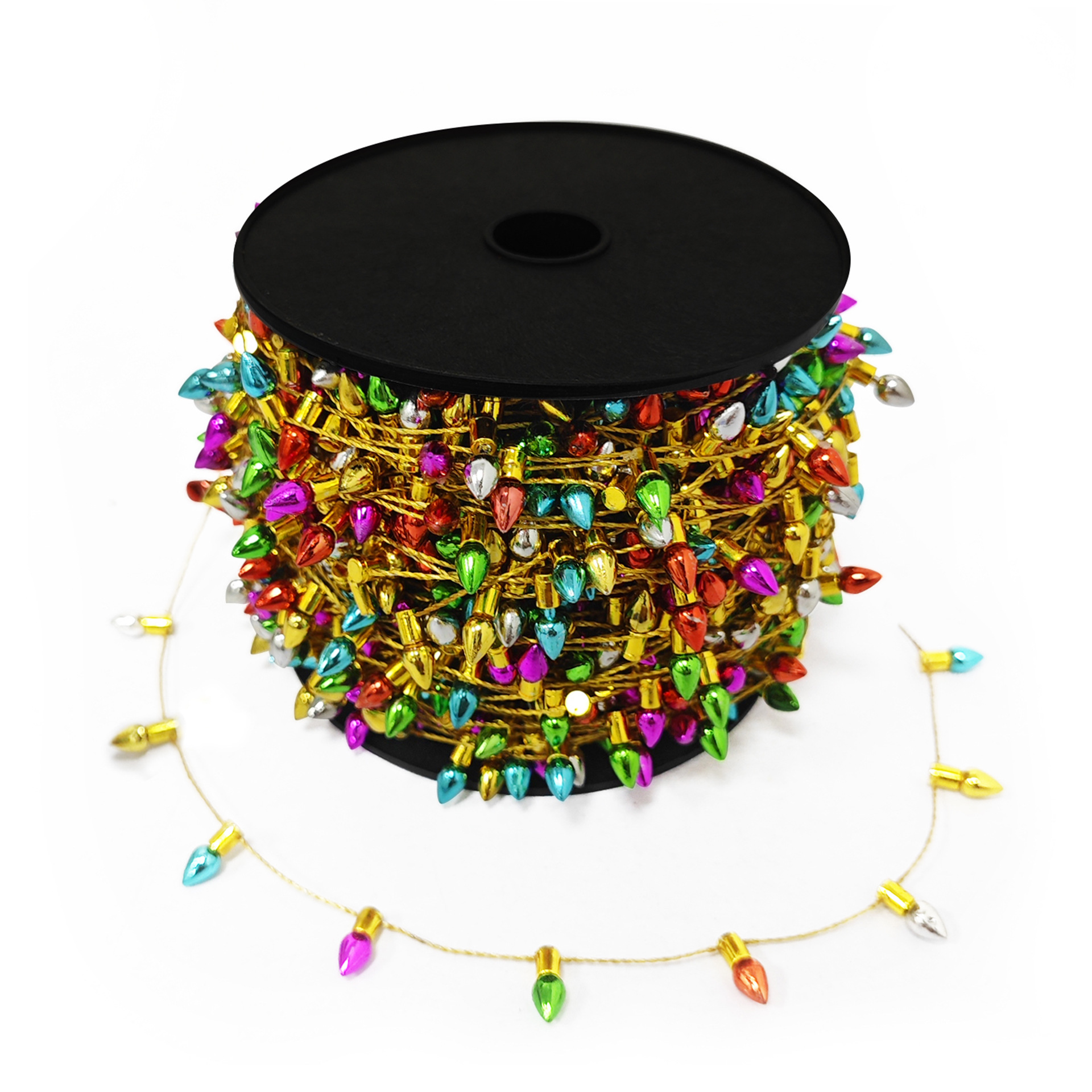 跨境电商圣诞电镀灯泡链明苯小珠串节日花环树装饰配件灯串