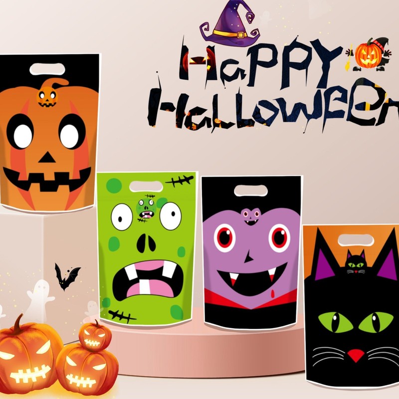 2025 新しいハロウィンキャンディバッグハロウィントートバッグ漫画パターンハンドバッグハロウィンギフト包装袋|undefined