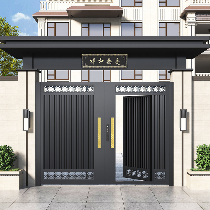 Outdoor Door New Style Iron Art Aluminum Art Stainless Steel Courtyard Door Villa Door Garden Louver Door Outdoor Single and Double Door