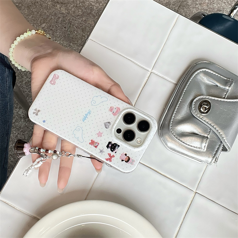 ins水玉羽KTメロディーイラストiPhone16 Apple 15ProMax/14携帯電話ケース新モデルに適しています|undefined