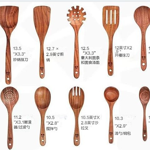 タイのチークの延長木のシャベルは鍋料理の木の鍋のシャベルの台所の炒め物のアマゾンの料理の木のシャベルのセットにくっつかないです。|undefined