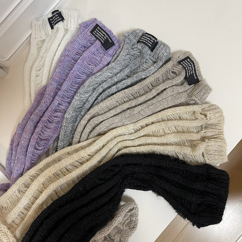 South Korea's Dongdaemun mohair millennium y2k hot girl autumn and winter molan English label trumpet socks set pile socks