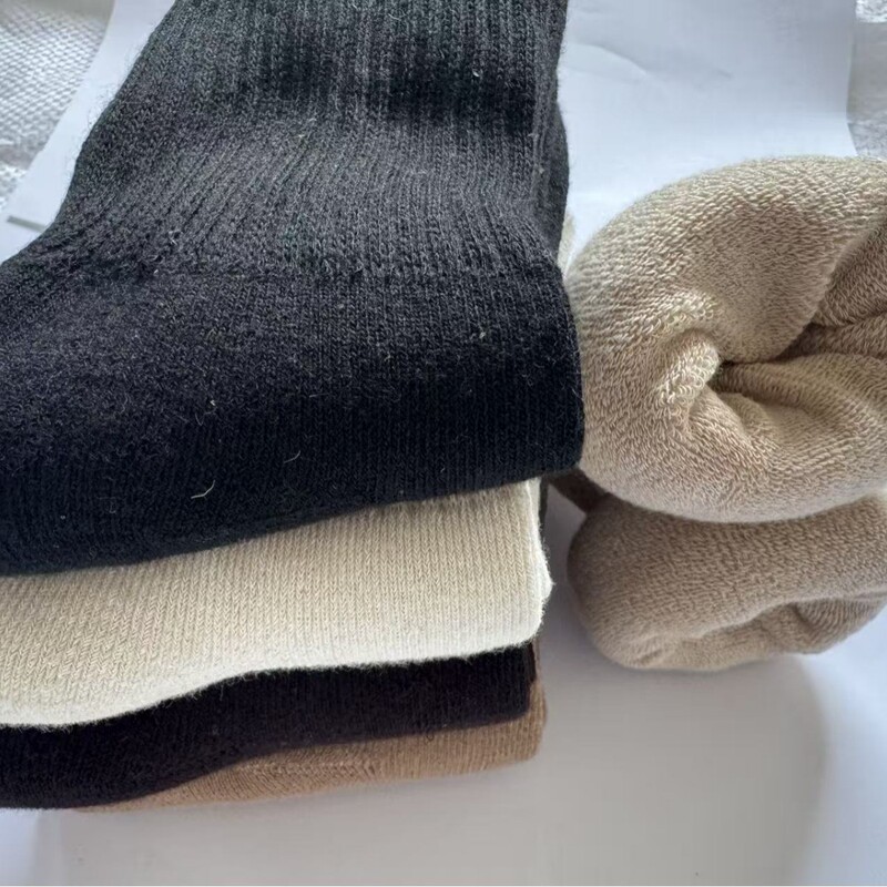 Towel Socks for Women, Mid-Calf Socks, Fleece-Lined, Thickened, Warm Terry Socks, Odor-Resistant, Casual Socks, Versatile Towel Soles