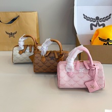 托特包女包包lv包包MC真皮迷你印花波士顿单肩斜挎女金锁头枕头包