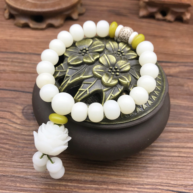 白玉菩提手串卸売り108個の菩提根多輪蓮花仏珠数珠文はアクセサリーのブレスレットを遊びます。|undefined