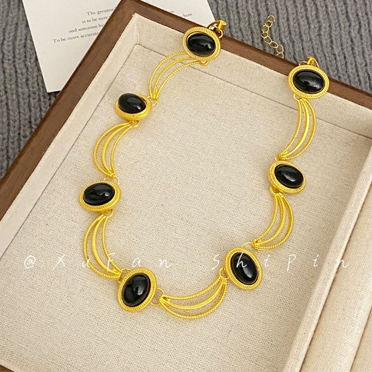 22#中古波浪锆石项链