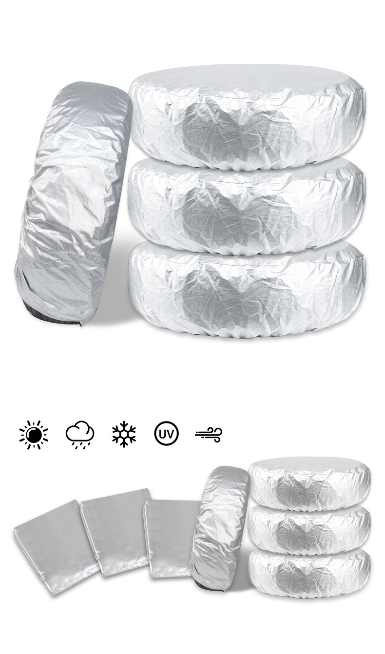 Cross-Border Car Tire Cover with Windproof Hook, Universal Tire Cover, 190t Polyester Taffeta, Sun Protection, Waterproof Spare Tire Cover