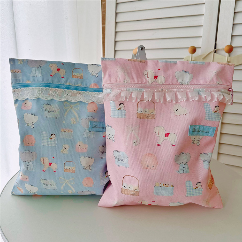 Premium Handmade Zipper Pouch Travel Waterproof Cute Little Elephant Japanese-Style Makeup Bag Underwear Miscellaneous Items Dustproof Storage
