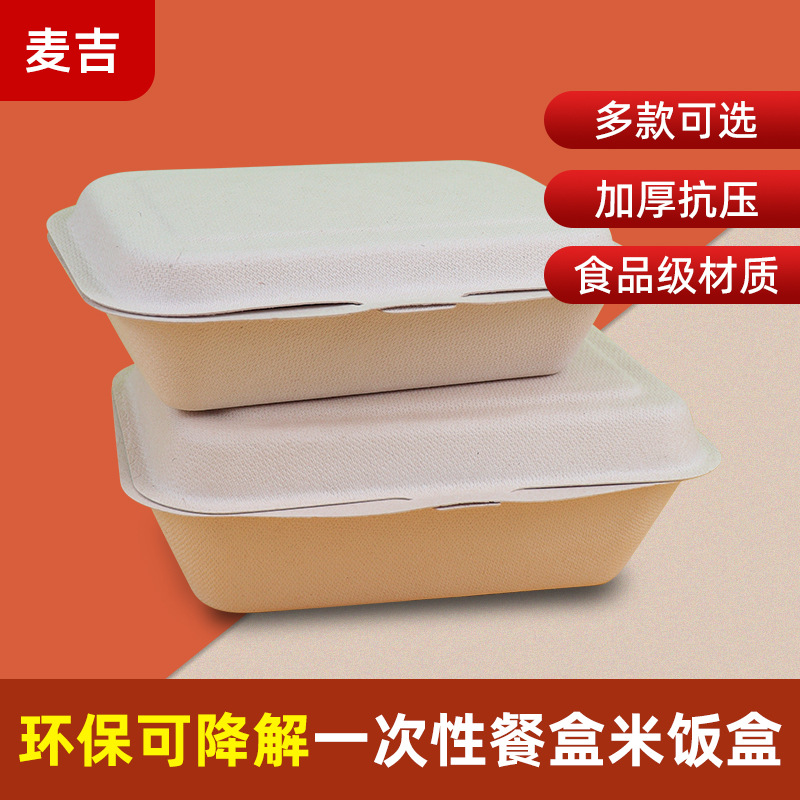 Caja de almuerzo respetuoso del medio ambiente desechable para mayoristas barbacoa Bento almuerzo caja de una pieza de embalaje de arroz degradable