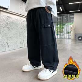 男童加绒休闲裤秋冬2026新款儿童冬季加厚裤子中大童一体绒长裤潮