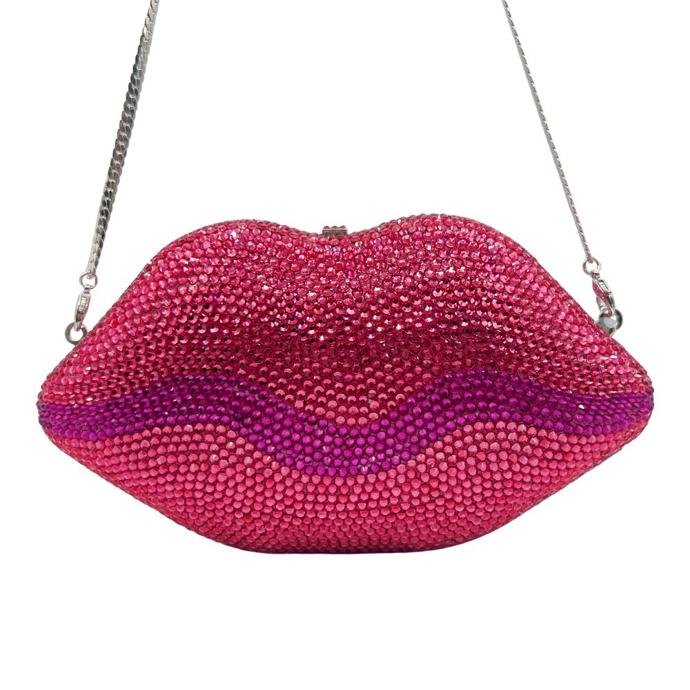 Clutch transfronterizo nuevo fondo plano lleno de diamantes labios bolsas de cena de celebridades europeas y estadounidenses bolsas de diamantes de mano para mujeres