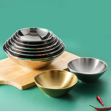 304不銹鋼斗笠碗拉面碗日式冷面碗雙層隔熱飯碗嗽叭碗大號泡面碗