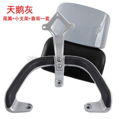 Electric car rear backrest | cushion, tail box, and cargo rack - silver-white-tail-wing-small-bracket-27-backrest-swan-gray-default-item