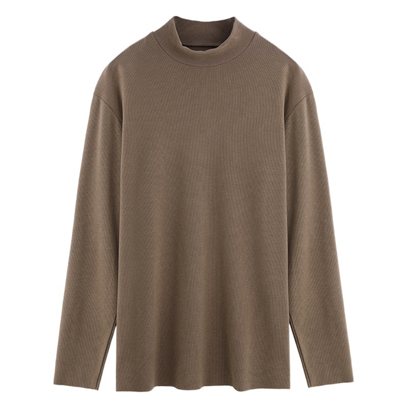 デコルテの底のシャツの男の冬の新型の厚い半高襟の中で秋の服の発熱を掛けて毛を磨いて長袖のtシャツの男を修理します。