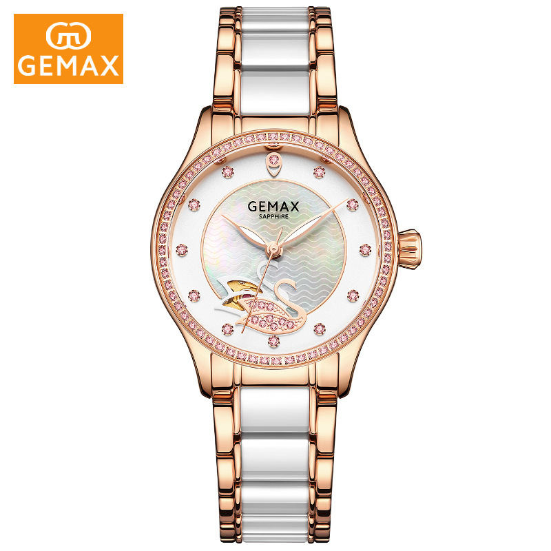 Swiss New Fully Automatic Mechanical Watch, High-End Watch for Girls with Good Looks, High-End Feel, Ceramic Watch for Women, Niche Product