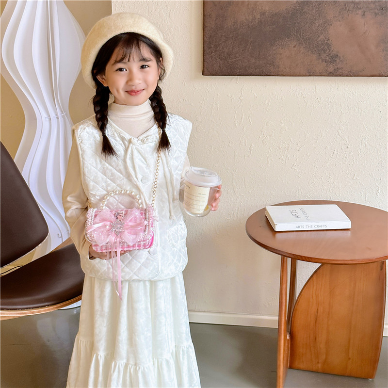 2024 nuevo bolso de moda para niños princesa perla bolso de cambio de mano cadena de chicas bolso de hombro