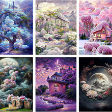 跨境5D钻石画梦幻风景月亮DIY装饰画手工圆钻满钻厂家直销