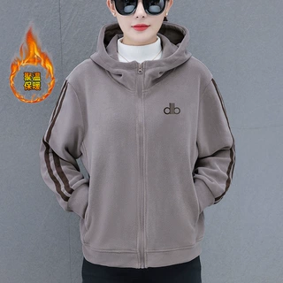 双面奥粒绒开衫休闲外套女秋冬2025新款洋气保暖连帽加厚卫衣妈妈