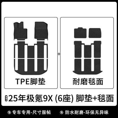 Suitable for 25-Year-Old Zeekr 9X Six-Seater Universal Foot Pad - 25-pole-krypton-9x-6-seats-floor-mats-carpet-surface