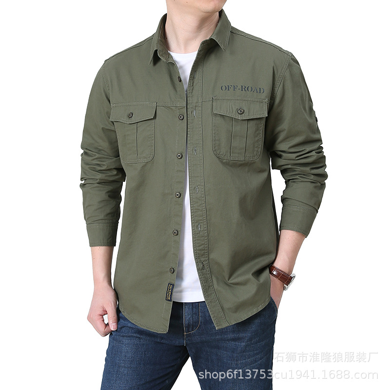 2021 The Lunar New Year Fall Shirts Long sleeve leisure time Easy men's wear business affairs Long sleeve shirt pure cotton spring clothes jacket