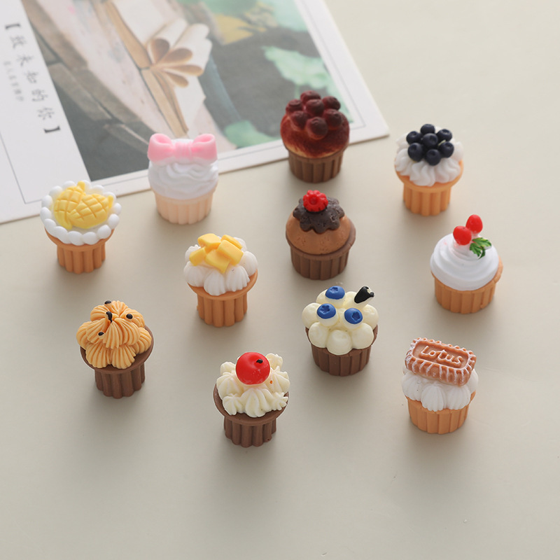 Simulated Stereo Eating Fruit Cake New Resin Jewelry Accessories DIY Mobile Phone Case Keychain Accessories Batch