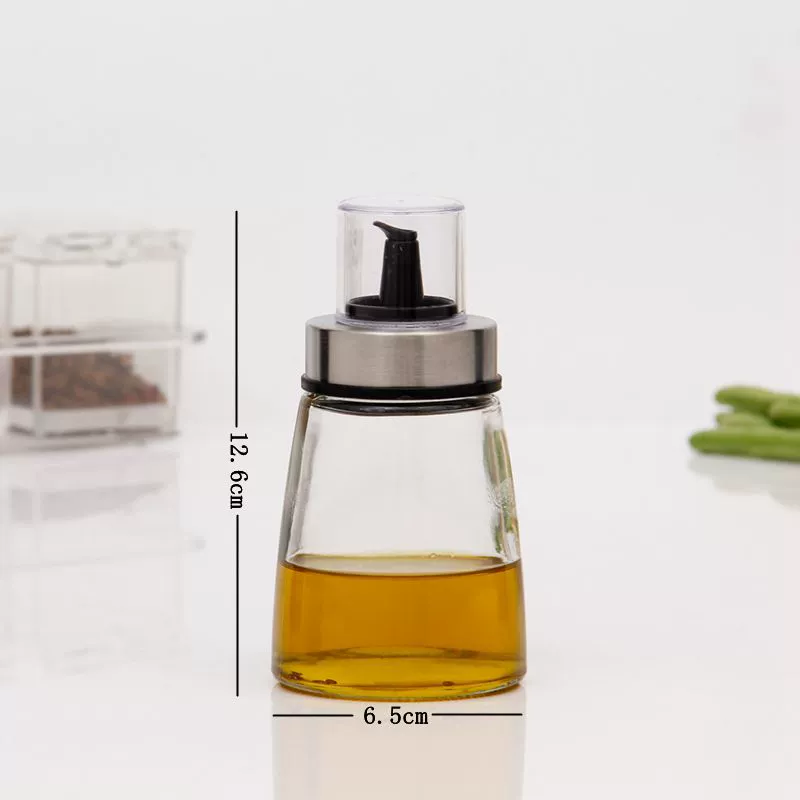 High borosilicate transparent lid oil bottle creative leak-proof glass oil bottle kitchen soy sauce vinegar bottle dust-proof condiment bottle wholesale
