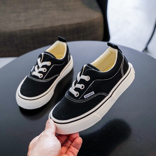 Baby boy toddler shoes, children's canvas shoes, 2024 spring and autumn new kindergarten indoor shoes, one-step girls sneakers