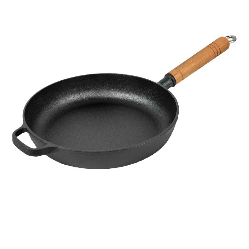 Новый деревянная ручка чугун плоский кухонный помощник ручной барабан сковородка сырое железо барбекю стейк блины сковорода жареное яйцо плитка