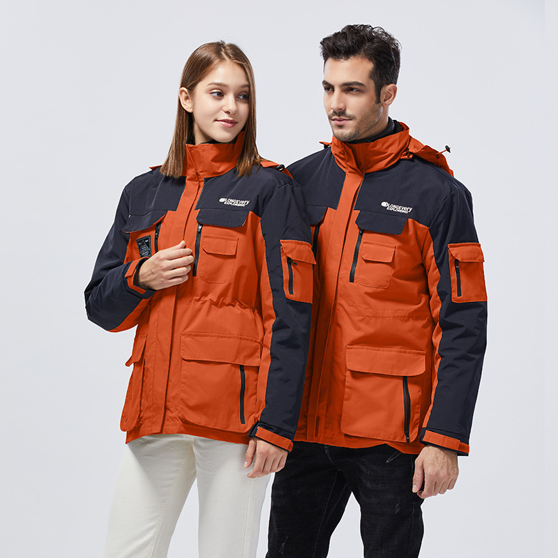 Men's Clothing Jacket Fashion Brand Three in One Removable Mountaineering Windbreaker Winter Outdoor Plus Velvet Thickened Jacket_voghion.com