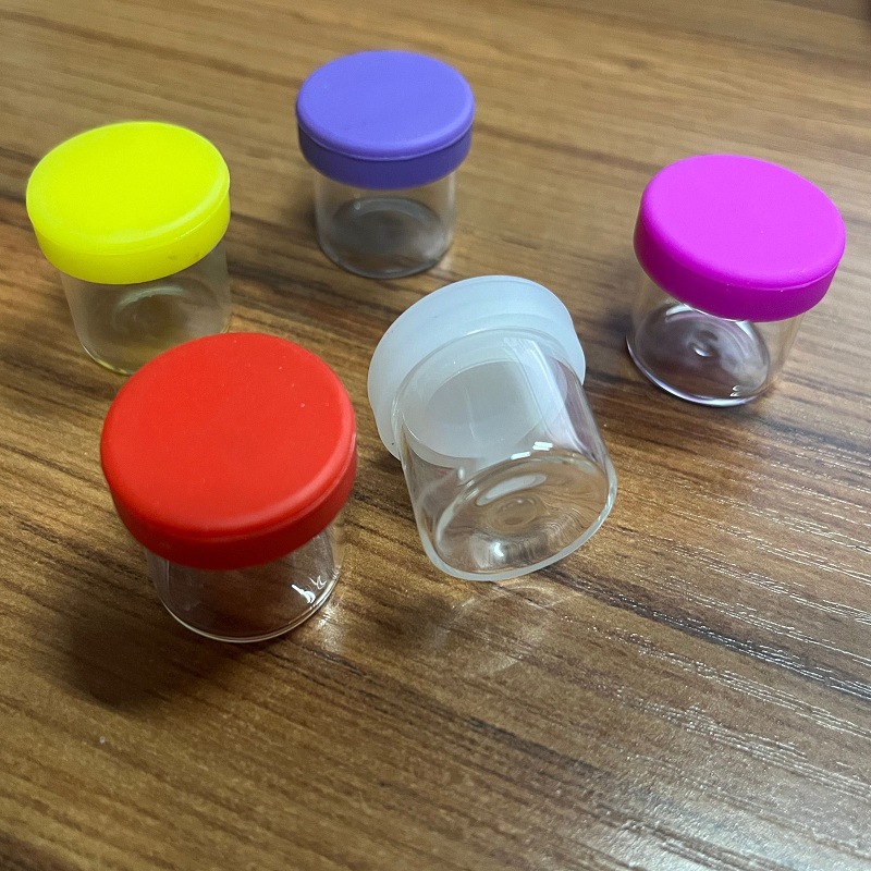 6ML高硼硅玻璃烟膏罐子 带硅胶盖霜膏瓶 保鲜玻璃药品盒