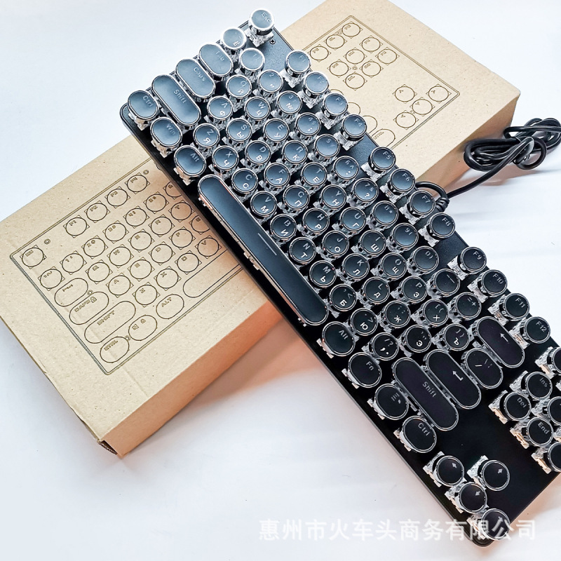 [ロシア語キーボード] レトロラウンドスチームパンクノブメカニカルキーボードクロスボーダー直販87/104キー在庫あり|undefined