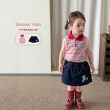 蔗梨童装女童套装运动夏装2026儿童衣服婴儿女宝宝polo领背心裙裤