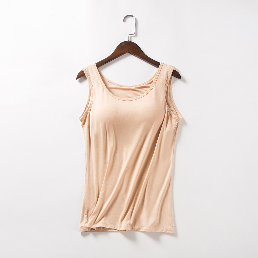 モーダルは胸パッド付きベスト女性の薄い夏のスポーツヨガカップ一体式下着【メーカー直販】