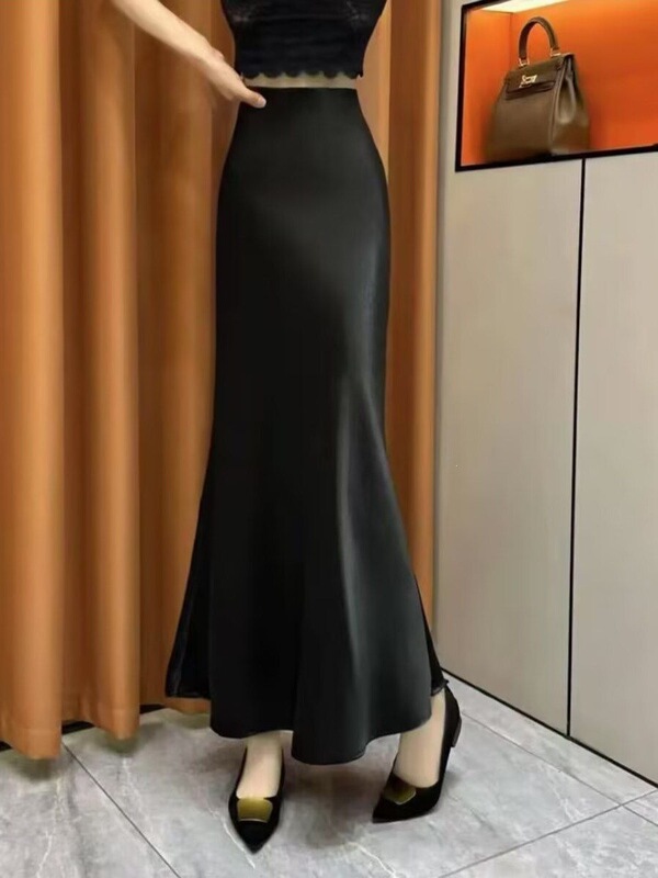 High-End Drapey Acetate Satin Fishtail Summer Mid-Length New Fashion Long Skirt High-End Drapey Acetate Satin Fishtail Summer Mid-Length New Fashion Long Skirt