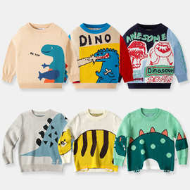 be top童装新款秋冬季保暖男童毛衣儿童韩版卡通针织衫宝宝套头衫