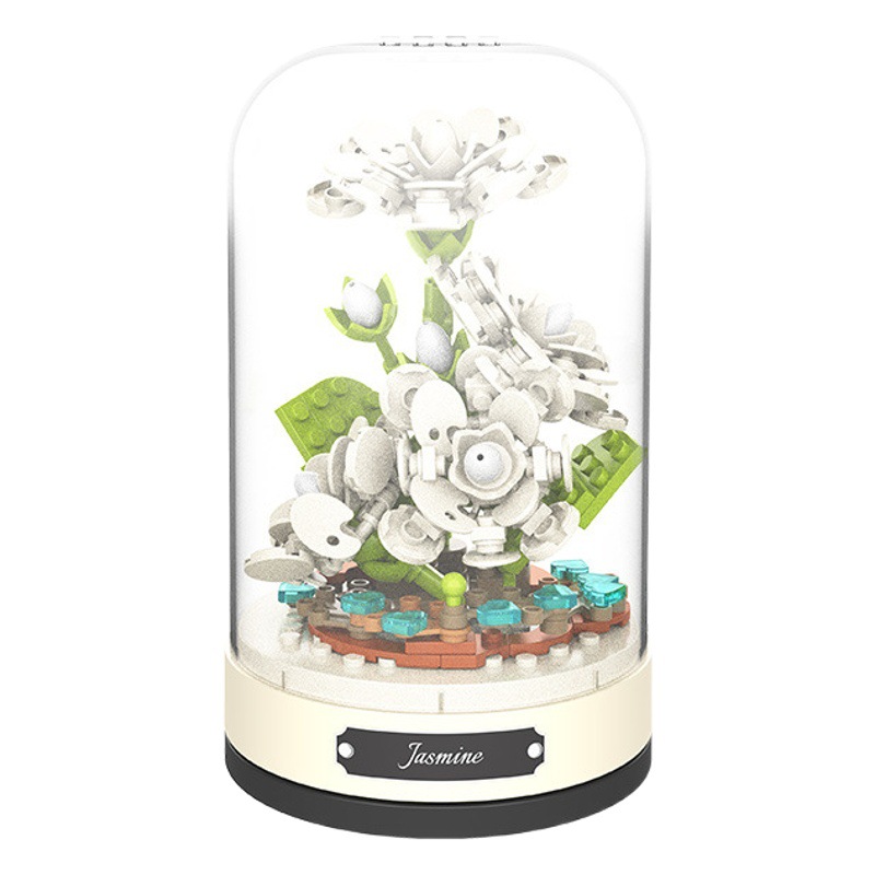 Jiaqi JK2675-78 bloques de construcción flor caja de música chica Día de San Valentín regalo romántico montado DIY bloques de construcción adornos