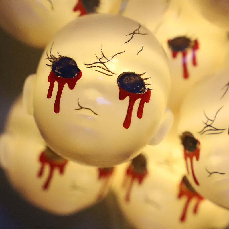 New LED Halloween Atmosphere Decoration Face USB String Remote Control Ghost Festival Night Light_voghion.com