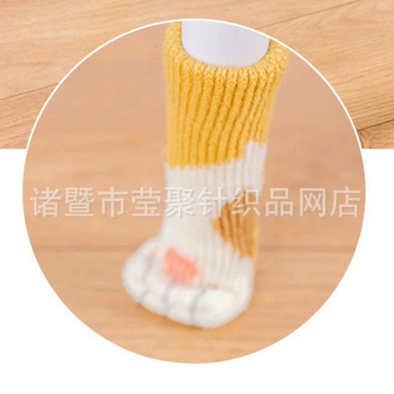 Вязаный милый защитный чехол для ножек стола с кошачьими когтями, бесшумный чехол для ног стола и стула, двухслойный утолщенный чехол для ног стула в тон, хлопок и лен