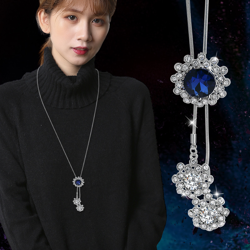 Otoño e invierno ligero estilo de lujo suéter Cadena de alto grado de las mujeres todo partido largo borla collar perla colgante accesorios al por mayor