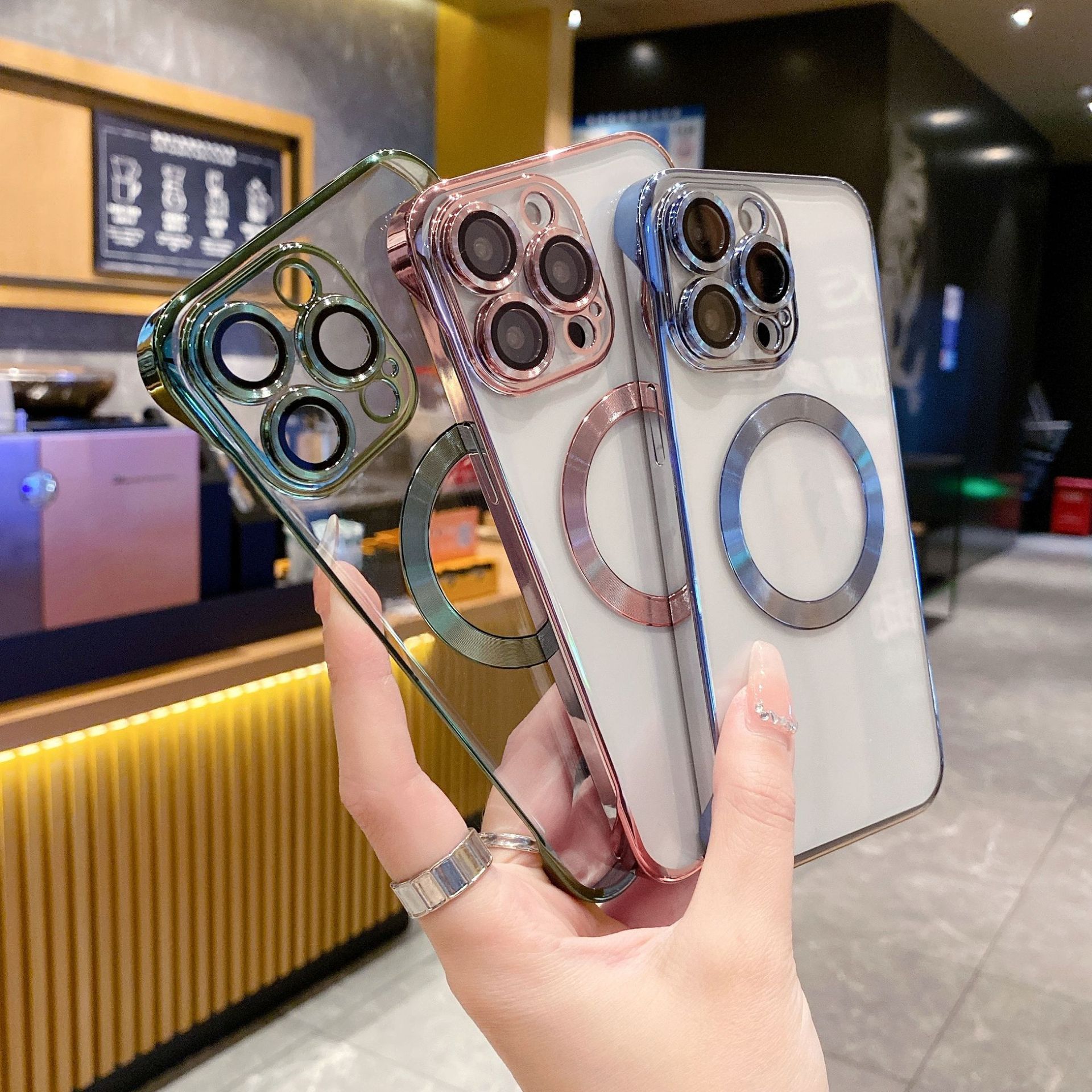 Geeignet für iPhone 15 Promax Bordnetz-Handyhülle, Appl 14 Magnetabsaugung 13 galvanisiertes Licht vollständiger Schutz_voghion.com