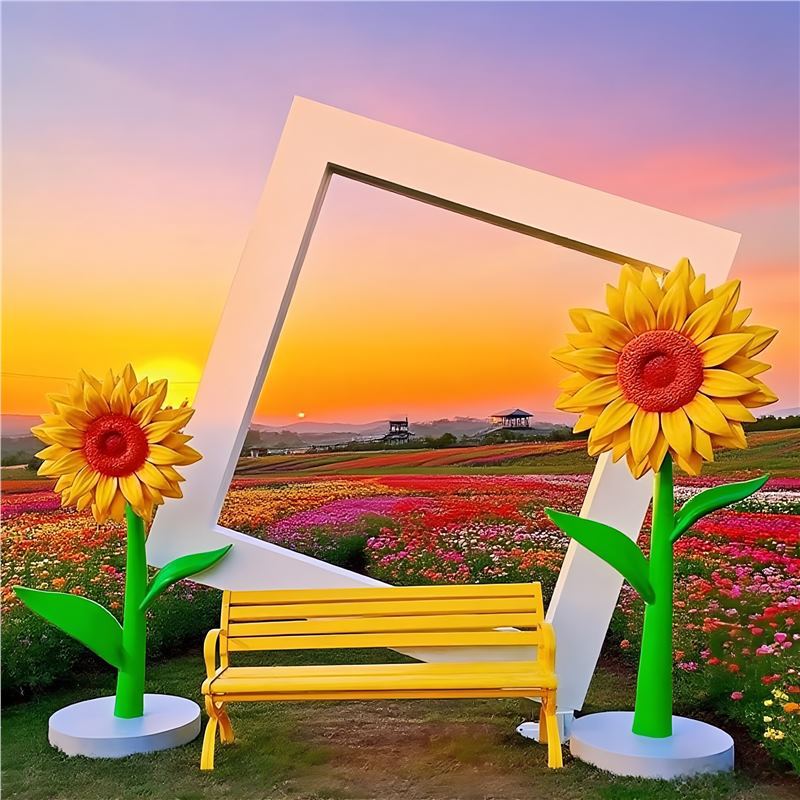 Outdoor Internet-Famous Flower-Shaped Sunflower Sculpture Garden Landscape Homestay Photo Frame Cloud Swing Chair Outdoor Internet-Famous Flower-Shaped Sunflower Sculpture Garden Landscape Homestay Photo Frame Cloud Swing Chair