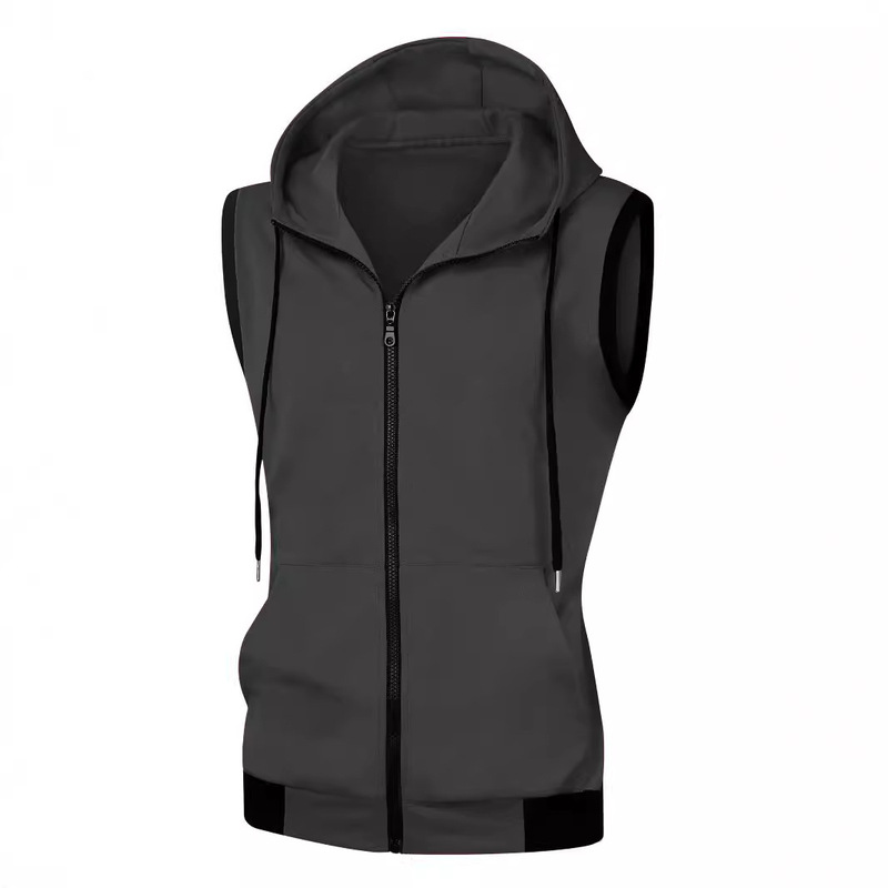 Spring and Autumn 2025 Double-Layer Hooded Sleeveless Zip-Up Men's Sweatshirt Custom-Made by Manufacturer for Casual Sports and Leisure Spring and Autumn 2025 Double-Layer Hooded Sleeveless Zip-Up Men's Sweatshirt Custom-Made by Manufacturer for Casual Sports and Leisure