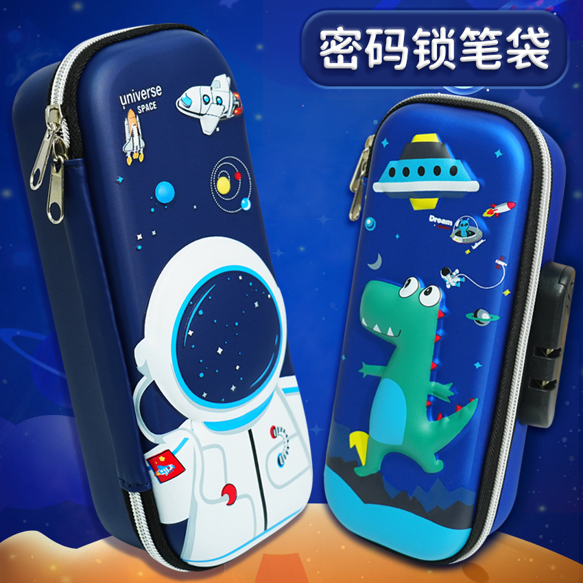 Caja de lápiz de bloqueo de contraseña de gran capacidad EVA3D caja de lápiz tridimensional puede cambiar la contraseña jardín de infantes bolsas de lápiz lindas para hombres y mujeres