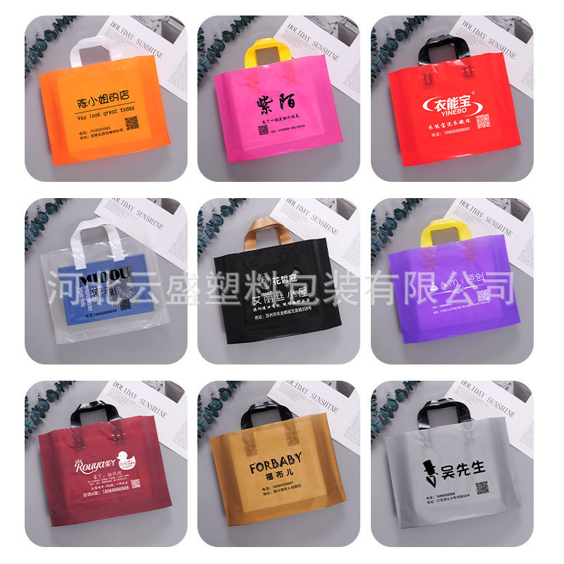 Fashion Handbag PE Print Accessory Clothing Decorative Gift Packaging Bag Plastic Hand Carry Shopping Bag with Logo Print