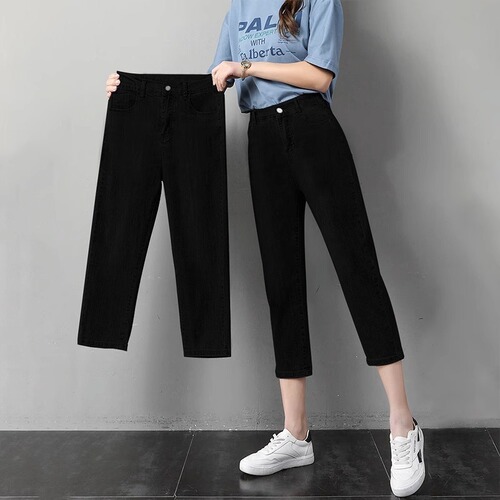 Women's Summer Thin 7/8-Inch High-Waist Stretching Skinnies for 2025, Ideal for Petite Figures and Casual Outfits with Dadjeans Style