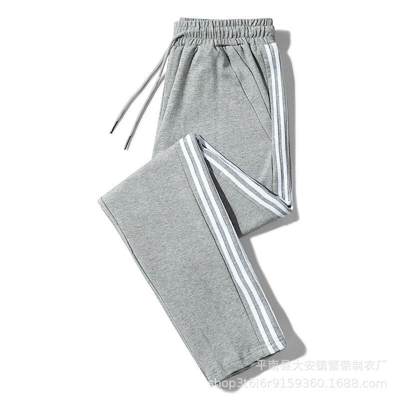 Customized Long Pants for Men, Loose Sweatpants, Straight Men's Pants, Three-Bar Knitted Student Uniform Pants, Men's Casual Pants