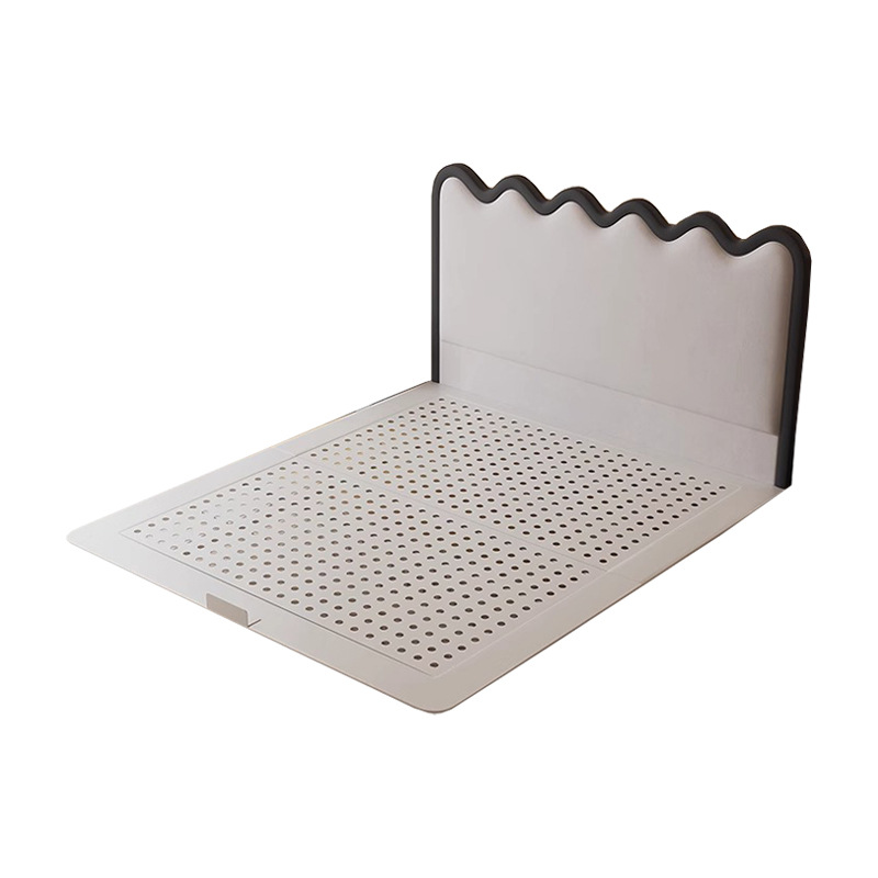 Lecho ondulado flotante estilo ondulado moderno cama de cabecera ultra delgada cama doble cama de tela de acero al carbono cama