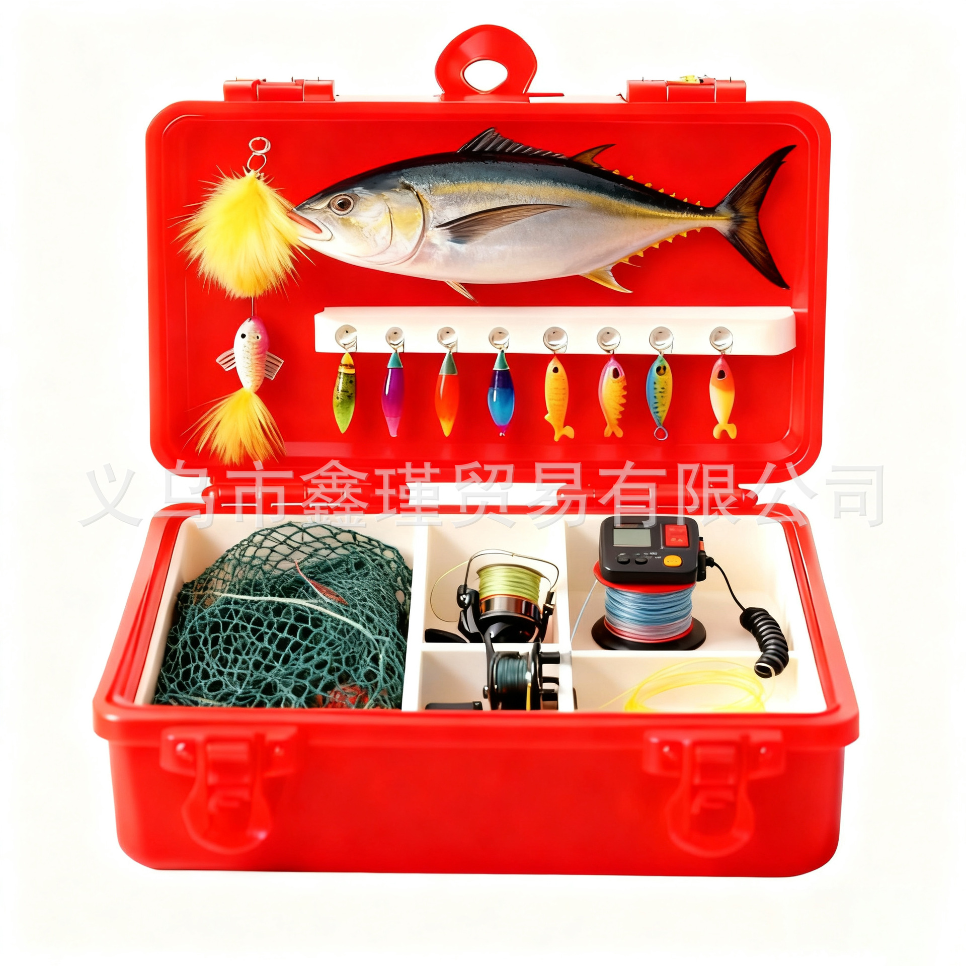 Nuevos productos transfronterizos 2D acrílico pesca caja de peces colgante colgante