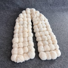 獭兔围巾女冬季皮草围巾真毛皮草獭兔毛球毛围脖长款外贸款