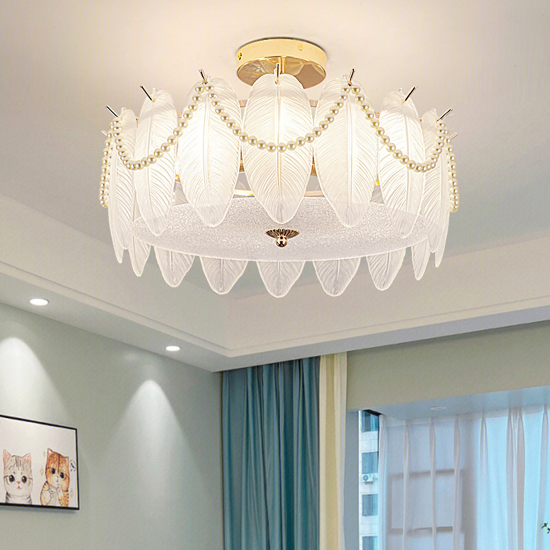 Master Bedroom Ceiling Light French Light Luxury Retro 2026 New Model Crystal Shell Small Living Room Ceiling Light